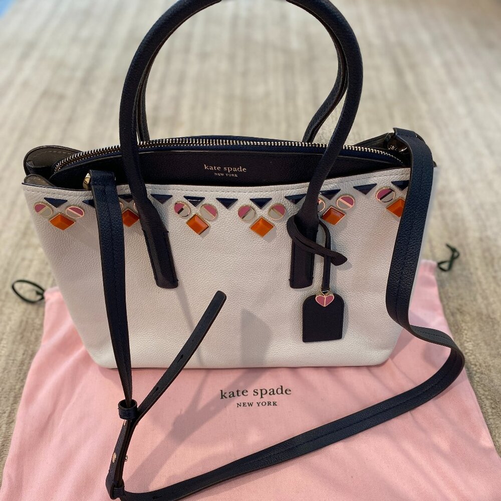 Kate Spade Margaux Jeweled Large Leather Satchel Tote